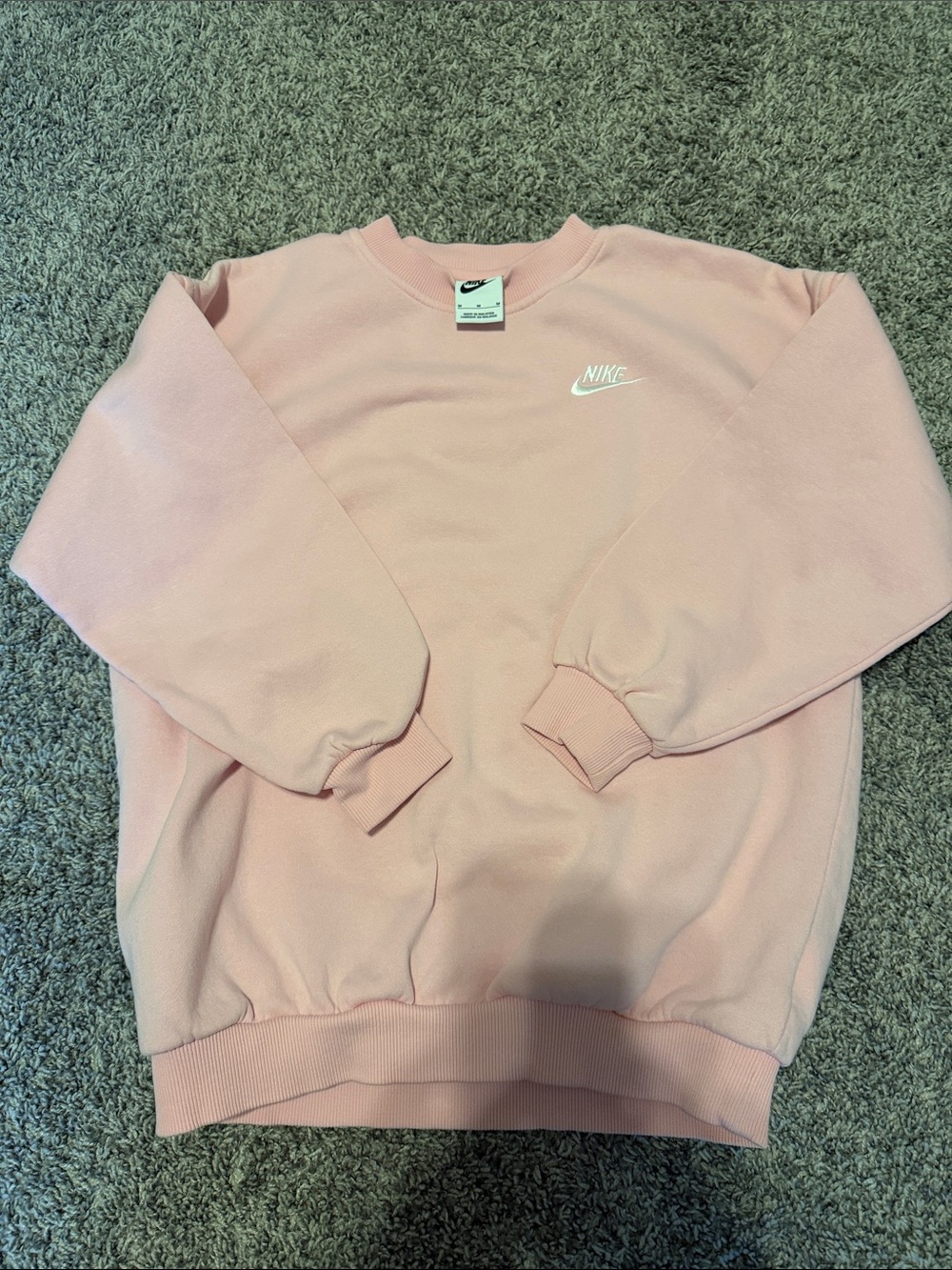Nike Light Pink Crewneck Sweatshirt with White Swoosh Girls M